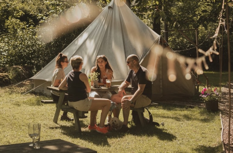 Soul Remembrance at night luxury glamping tent